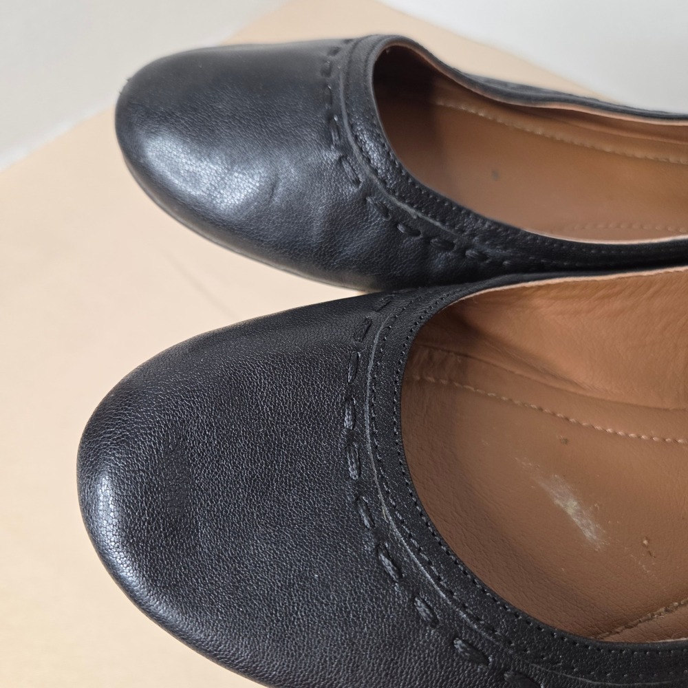 Frye & Co Womens Black Leather Whipstitch Round Toe Ballet Flats Shoes Size 8.5 - Picture 2 of 15